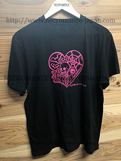 ネクロマンス NECROMANCE】 Tシャツ＜黒/ピンク＞ T-Shirt 骸骨 蝙蝠