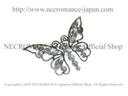 【ネクロマンス NECROMANCE】 ラインストーン バタフライ ブローチ Rhinestone Butterfly Brooch ＜クリア/Clear/透明＞ 蝶々