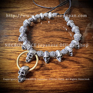 【生産停止前 ご予約受付中】【ネクロマンス NECROMANCE】 ブラススカルネックレス Brass Skull Necklace ＜Brass Hoop Skull＞ 骸骨