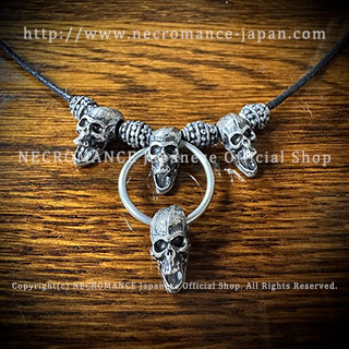 【ご予約受付中】【ネクロマンス NECROMANCE】 スクリーミングスカルネックレス (ショート) Skull Necklace ＜Screaming Skull＞ 骸骨