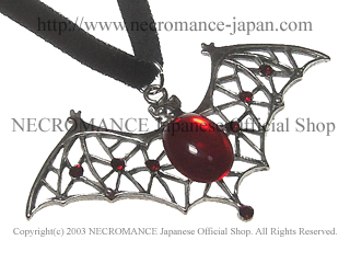 【ネクロマンス NECROMANCE】 ベルベットバットネックレス Velvet Bat Necklace ＜レッド/Red/赤＞ 蝙蝠 コウモリ