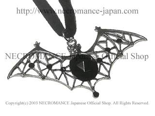 【ネクロマンス NECROMANCE】 ベルベットバットネックレス Velvet Bat Necklace ＜ブラック/Black/黒＞ 蝙蝠 コウモリ