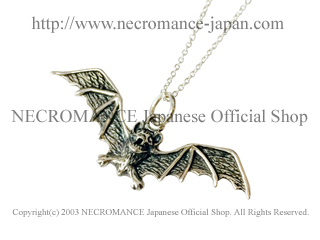 【ネクロマンス NECROMANCE】 シルバーフライングバットネックレス Silver Flying Bat Necklace コウモリ 蝙蝠