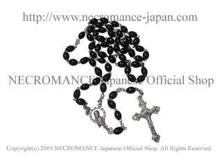 【ネクロマンス NECROMANCE】 ブラックロザリオネックレス Black Rosary Necklace ＜ローマ/Rome＞ 十字架 クロス