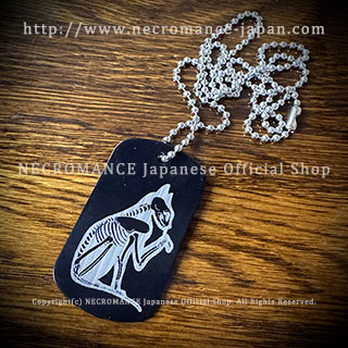 【ネクロマンス NECROMANCE】 ドッグタグネックレス<キャット エックス レイ> Cat X-ray Dog Tag Necklace 猫 骸骨 レントゲン