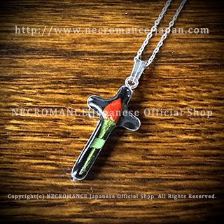 【ネクロマンス NECROMANCE】 ミニローズロングクロスネックレス Mini Rose Long Cross Necklace ＜ブラック/Black/黒＞ 薔薇 十字架