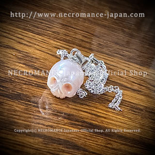 【ネクロマンス NECROMANCE】 スカル パール ネックレス ＜パープル/Purple/紫＞ Skull pearl Necklace 真珠 淡水パール 骸骨