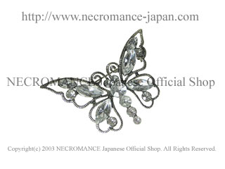 【ネクロマンス NECROMANCE】 ラインストーン バタフライ ブローチ Rhinestone Butterfly Brooch ＜クリア/Clear/透明＞ 蝶々