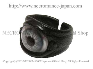 【数量限定 ご予約受付中】【ネクロマンス NECROMANCE】 レザー義眼リング Leather Eye Ring ＜ブルー/Blue/青＞ 目玉 革