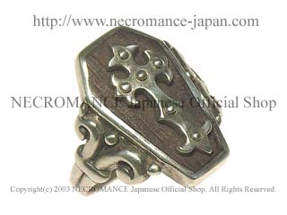 【ネクロマンス NECROMANCE】 ウッディ棺桶クロスリング Woody Coffin Cross Ring 十字架
