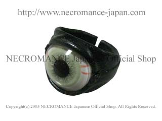 【数量限定 ご予約受付中】【ネクロマンス NECROMANCE】 レザー義眼リング Leather Eye Ring ＜グリーンブライト/Green Brigt＞ 目玉 革 指輪