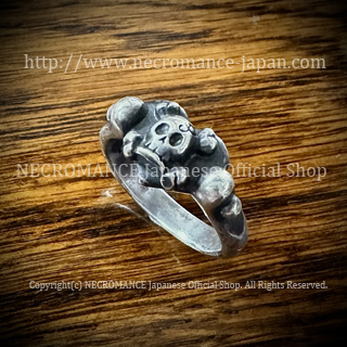 【ネクロマンス NECROMANCE】 シルバー ハート & スカルリング Silver Heart And Skull Ring 骸骨 指輪