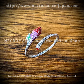 【ネクロマンス NECROMANCE】 シルバーローズリング ＜レッド/Red/赤＞ Silver Blue Rose Ring 赤薔薇 指輪