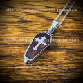 【ネクロマンス NECROMANCE】 シルバー棺桶クロスネックレス Silver Coffin Cross Necklace ＜レッド/Red/赤＞ 棺桶 十字架