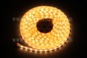 防水型LEDテープライト、SMD3528型(R3)、電球色、300球、5m巻、白基板、シリコンチューブ、IP65、部品別売り、エンド側コード無し