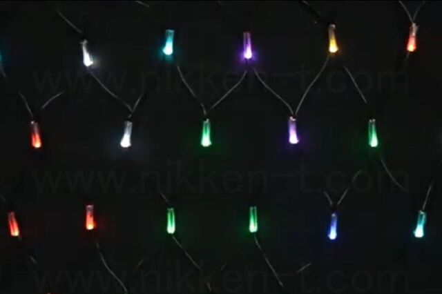 AC 2芯制御 RGB LEDネット、プロ仕様(V4)、180球、黒コード