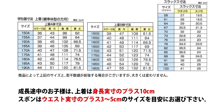 サイズ表