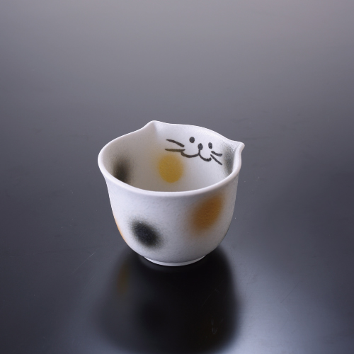 【出汁ちょこ 三毛猫】のらや 猫食器 猫柄のかわいい猫耳そばちょこ