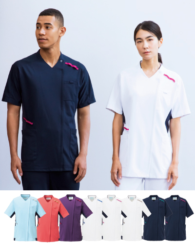 999 スクラブジャケット半袖 男女兼用 KAZEN (カゼン)