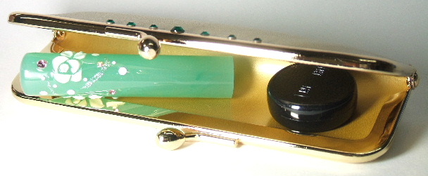 ＜出産祝い・結婚祝い・卒業・入学祝いに！＞こだわりスワロ仕様のネイルアート銀行印・Emerald Garden(エメラルド・ガーデン）