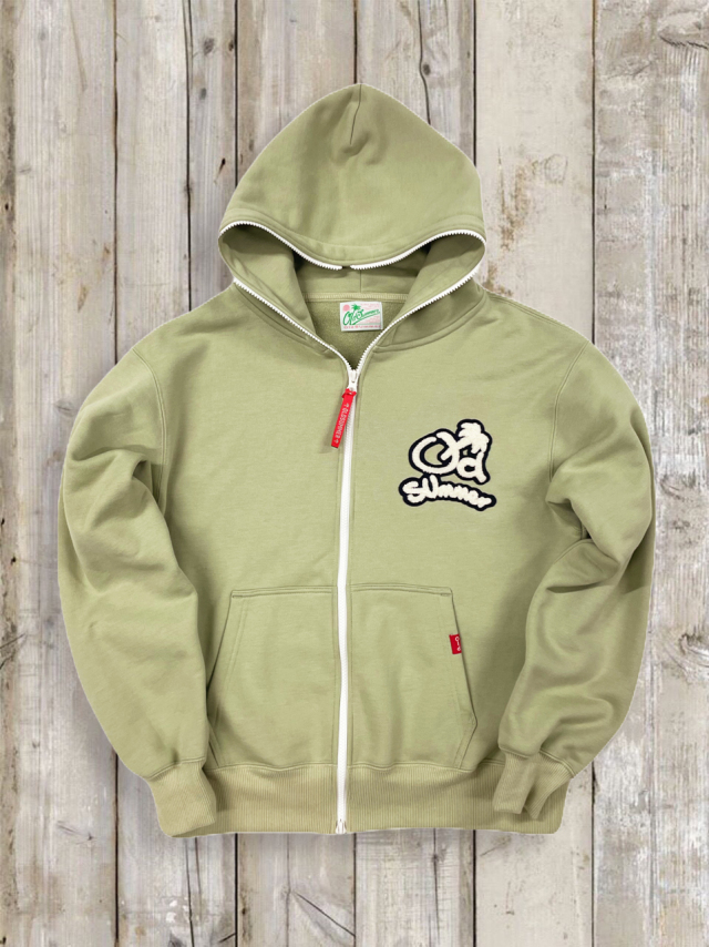 オルサマしっかりコットンフルジップパーカー ミントグリーン