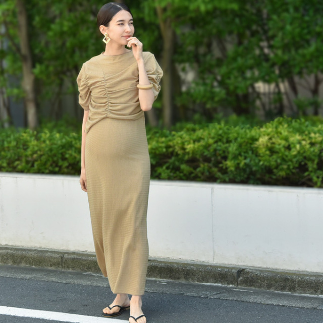 Pearls 授乳ワンピース 授乳ドレス ライトベージュ マタニティウェア・授乳服通販【公式】Pearls/パールズ