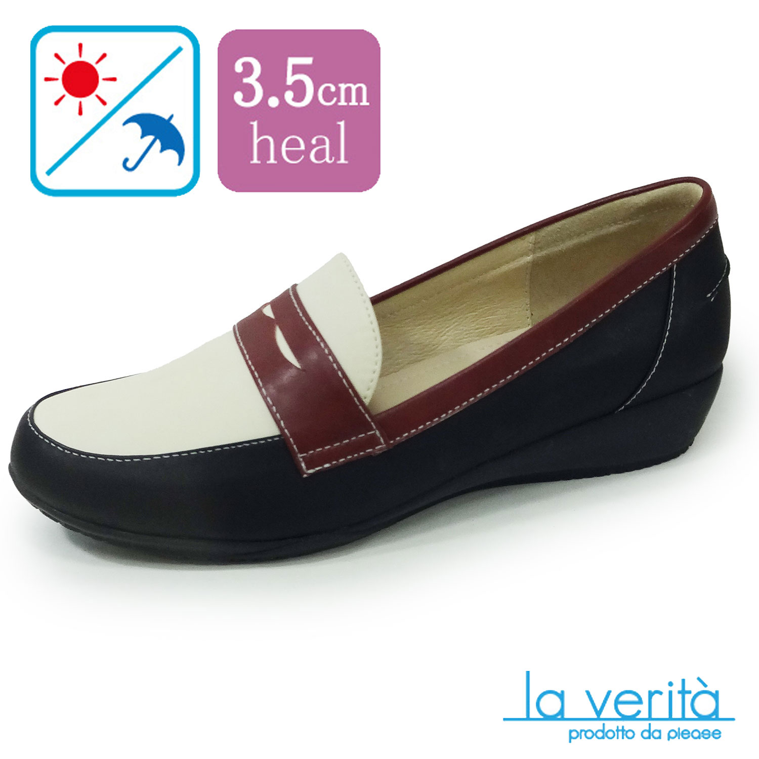 ラベリータ （ピサ・ Pisa）no.2433／レッドコンビ／ローファー／3.5cmヒール／Laverita