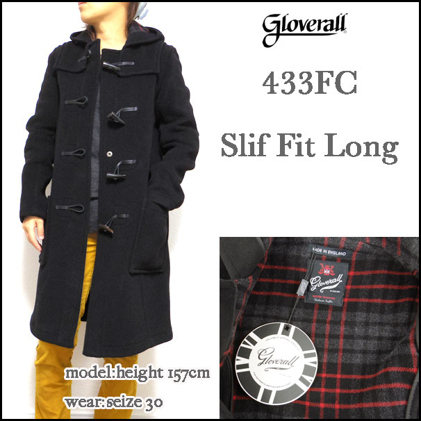グローバーオール ダッフルコート レディース 433FC スリム ロング丈 ウール