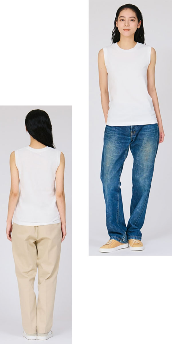 Hanes ヘインズ レディース スリーブレス Tシャツ 2枚組 Japan Fit for HER クルーネック HW5327 ノースリーブ パックT 無地