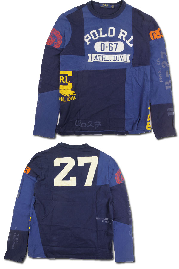 ラルフローレン メンズ Tシャツ 長袖 ブランド ロンt パッチワーク Ralph Lauren スリムフィット