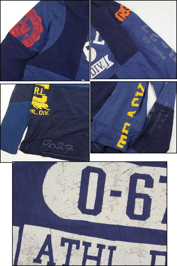 ラルフローレン メンズ Tシャツ 長袖 ブランド ロンt パッチワーク Ralph Lauren スリムフィット