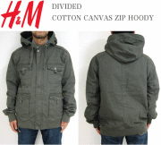 【H&M】エイチ＆エム【"DIVIDED" MILLITARY CANVAS ZIP HOOD  JACKET】ミリタリー　キャンバス　ジップパーカ