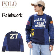 ラルフローレン メンズ Tシャツ 長袖 ブランド ロンt パッチワーク Ralph Lauren スリムフィット