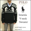 ��Ralph Lauren�ۥ��ե�����󡡥�󥺡�Intarsia V-neck Sweater�ۥΥ�ǥ��å�����V�ͥå�����������/�˥å�