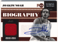 Joakim Noah NBA 10-11 Panini National Treasures Biography Jersey Auto 19/25