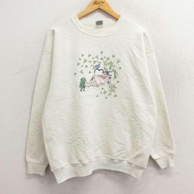 90s 花 フラワー スウェット 古着 ヴィンテージ 白 ホワイト レディース 90s 花 フラワー スウェット 古着 ヴィンテージ 白 ホワイト