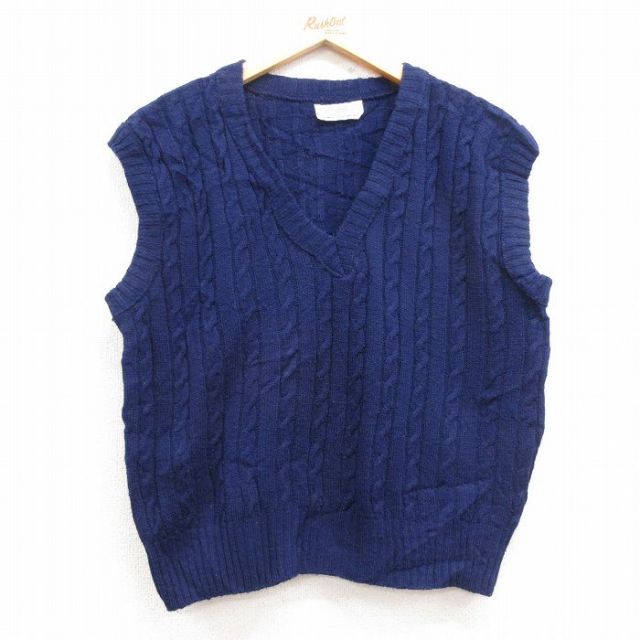 古着通販 古着 ケーブル ニット ベスト レディース 90年代 90s Vネック