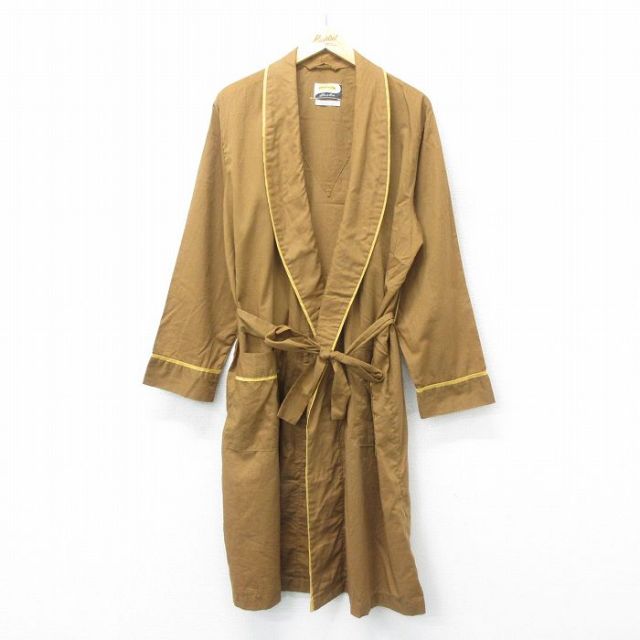 古着通販 XL☆古着 長袖 ガウン 羽織 メンズ 80年代 80s ロング丈 茶