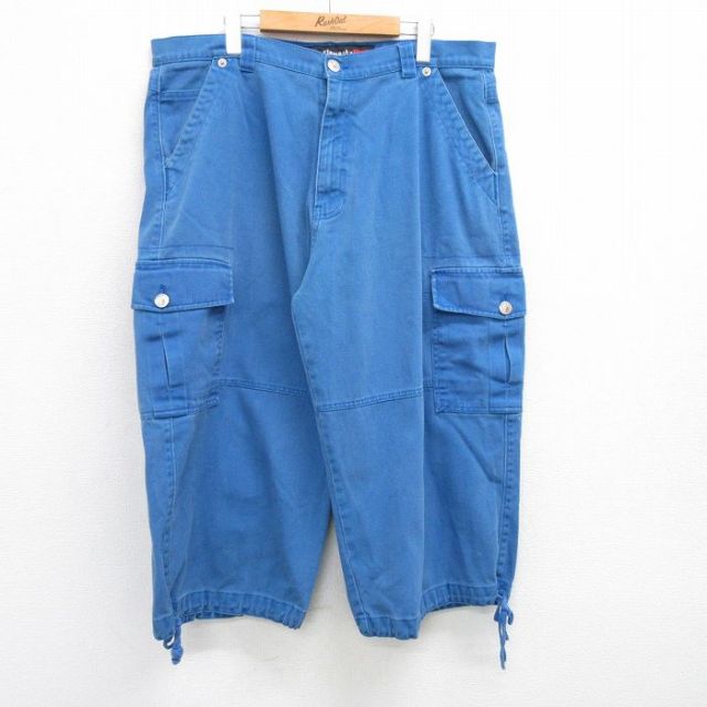 古着通販 W40☆古着 カーゴ パンツ メンズ 大きいサイズ コットン 青