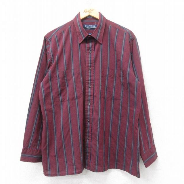 90s 00s VANHEUSEN 長袖 シャツ ストライプ 古着 L オールド 90s 00s VANHEUSEN 長袖 シャツ ストライプ 古着 L オールド
