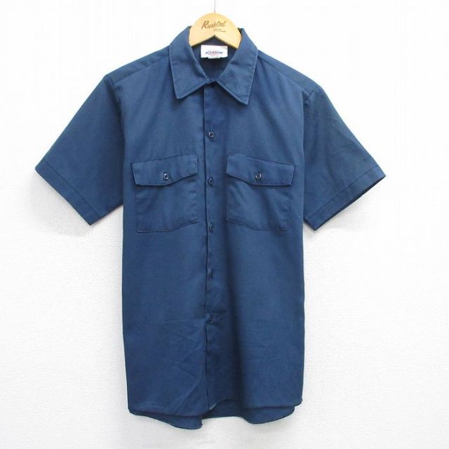 90s Dickies Freemason NAVY 半袖 ワークシャツ 古着通販 M☆古着 ディッキーズ 半袖 ワーク シャツ メンズ 90