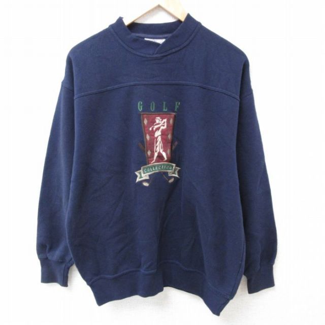 古着通販 L☆古着 長袖 スウェット メンズ 00年代 00s ゴルフ 刺繍