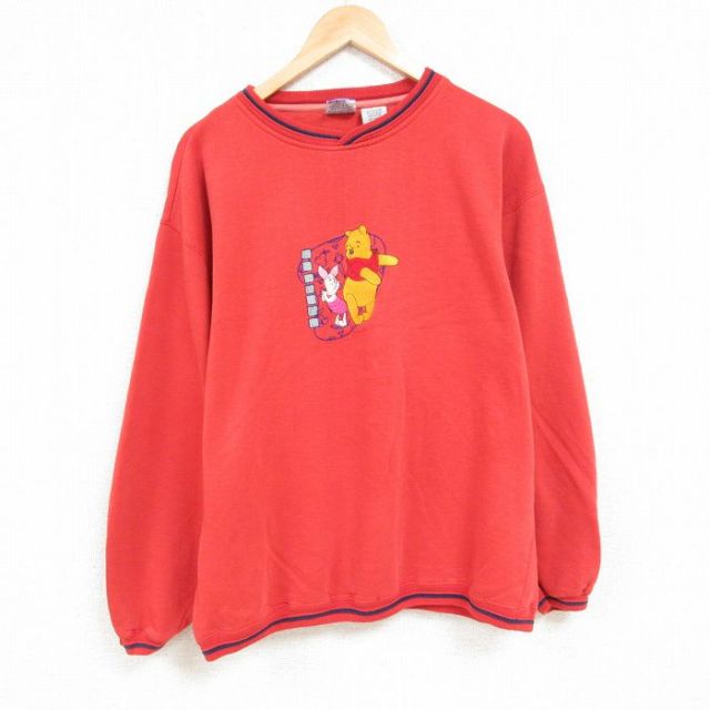 【激レアタグ付き✨】東京ディズニーランド トレーナー 90年代 スウェット 赤 Disney - 【激レア】90s ディズニー スウェット トレーナー 刺繍
