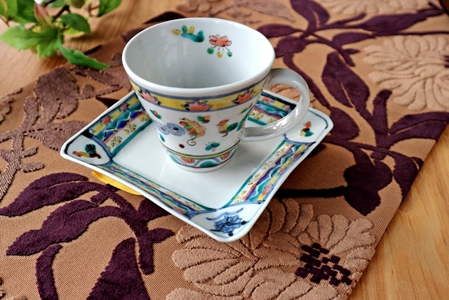 カップ＆ソーサー 磁器 九谷焼 永井麻美子 色絵染付鶏文カップ