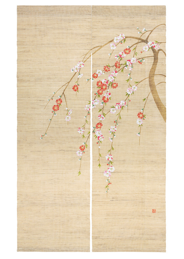 のれん「源平枝垂れ桃」