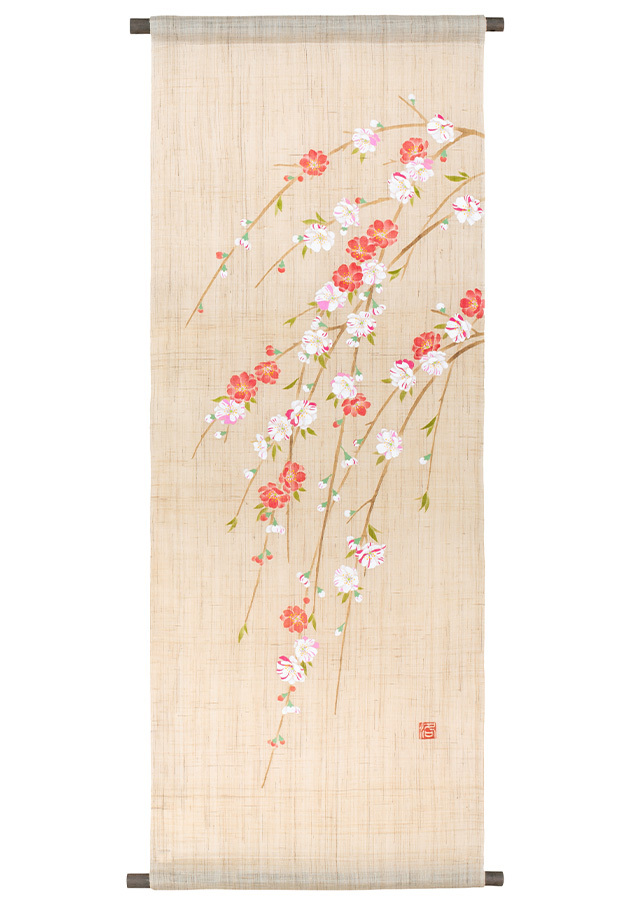 タペストリー「源平枝垂れ桃 No.1」