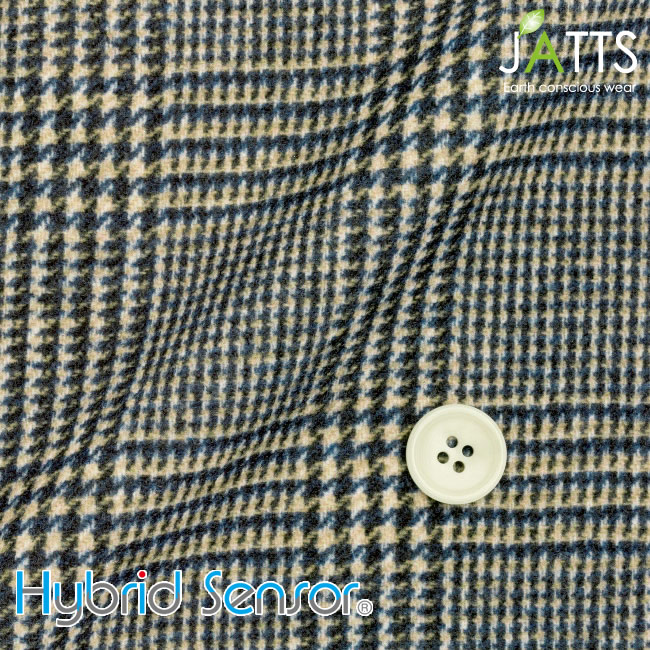 レディースサイズオーダージャケット ハイブリッドセンサー KNIT ベージュ系×ブラックチェック柄プリント 【S76SKJ944】