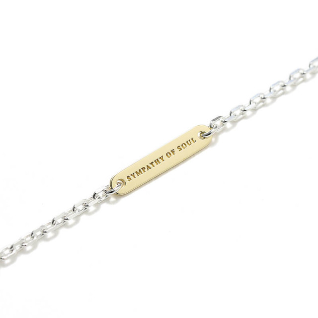 ロゴプレートアンクレット - スクエア - シルバー×K18イエローゴールド SYMPATHY OF SOUL(シンパシーオブソウル) Logo Plate Anklet - Square - Silver×K18Yellow Gold