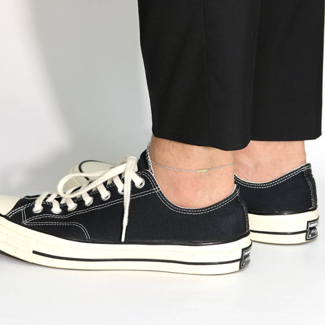 ロゴプレートアンクレット - スクエア - シルバー×K18イエローゴールド SYMPATHY OF SOUL(シンパシーオブソウル) Logo Plate Anklet - Square - Silver×K18Yellow Gold