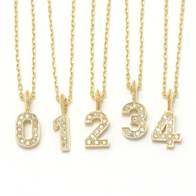 ナンバーネックレス - K18イエローゴールド w/ダイヤモンド GARDEL(ガーデル) NUMBER NECKLACE - K18Yellow Gold w/Diamond